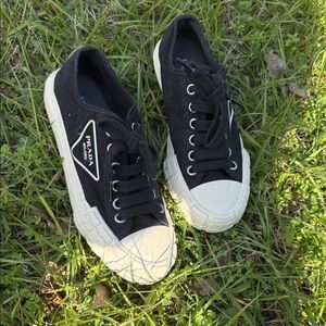 Prada Black and Cream Casual Sneakers
